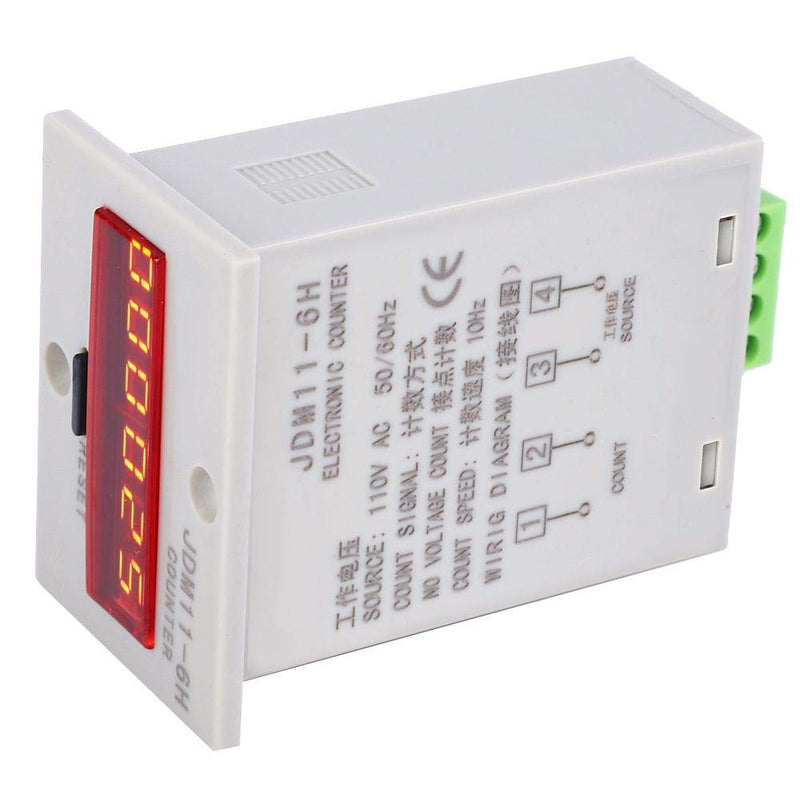 [Australia - AusPower] - 6 Digits Electronic Counter, 0-999999 Counting Range LED Digital Display Counter Relay No Voltage Counter (AC/DC110V) 