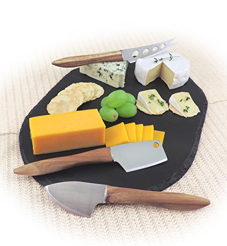 Swissmar 3-Piece Cheese Knife Set for Charcuterie Board - Elegant Utensils for Slicing Soft & Hard Cheeses - Stainless Steel Blades with Acacia Wood Handles - Perfect for Kitchen Collection Natural