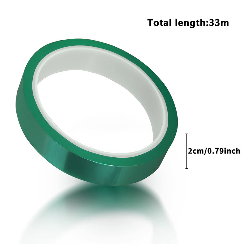 [Australia - AusPower] - Viaky 3 Rolls High Temperature Tapes-108ft*20mm Heat Heat Resistant Sublimation Polyimide Film Self Adhesive Transfer Protective Tape for Electronic Task (Green) Green 