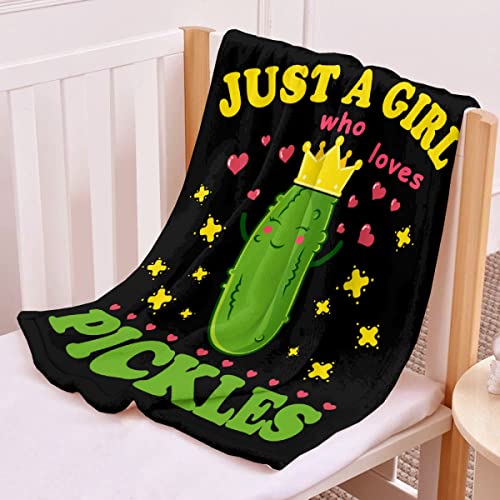 Pickle Blanket Funny Gift for Girl Women Comfy Plush-Just A Girl Who Loves Pickles Fleece Throws Food Lightweight Sheet Super Soft Toddler Kid Flannel Blankets for Bedding Sofa-50x60 Inches Just a Girl Who Loves Pickles 50x60in-for Teen