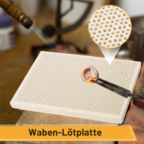 Cyrank Ceramic Soldering Plate, Ceramic Soldering Plate, Soldering Pad, Honeycomb Soldering Mat Soldering Block for Melting Gold Casting Tools, Jewelry Making Tools, 13.5*9.5cm