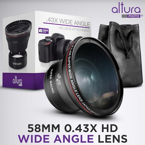 Altura Photo 58mm Wide Angle Lens with Macro for Canon Rebel T7, T6, EOS