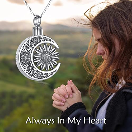 YAFEINI Urn Necklaces for Ashes 925 Sterling Silver Cremation Jewelry for Ashes Memory Jewelry for Women Men F-Sunflower Urn Necklace