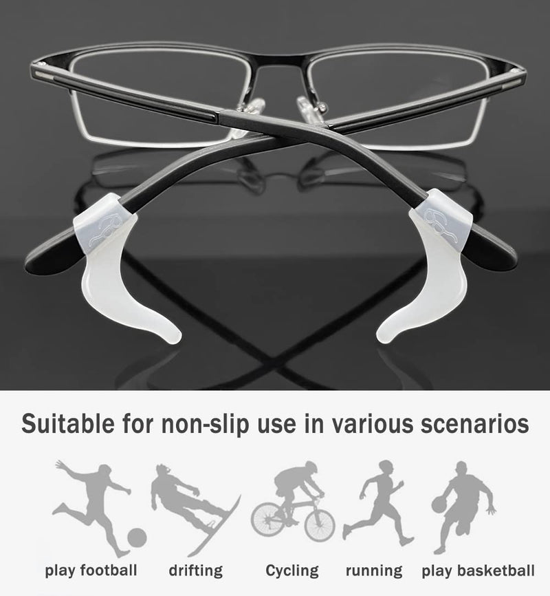[Australia - AusPower] - PTSLKHN Soft Silicone Eyeglass Ear Hooks, 10 Pairs of Non-Slip Eyeglasses Ear Grips for Glasses, Sunglasses, Reading Glasses Clear 