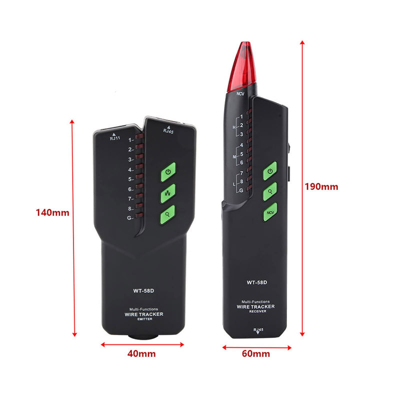 [Australia - AusPower] - Wire Tracker, WT-58D Network Cable Tester, Portable Multifunction Breakpoint Tester RJ11 RJ45 Telephone Cable, Network and Cable Tester 
