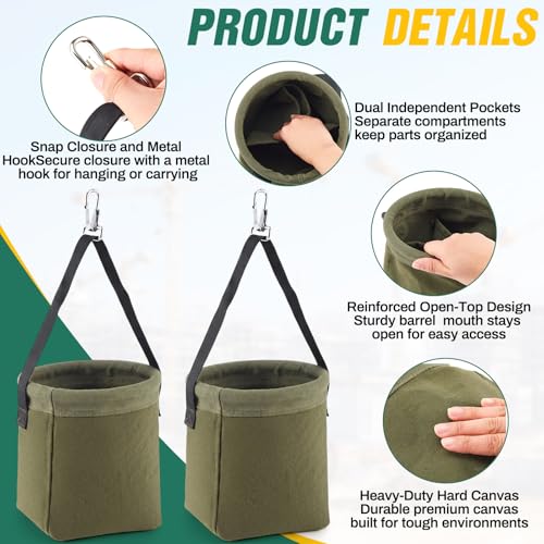SilTriangle green square-bottom tool bags with 2 inner pockets, 8 x 6.5 x 6.5 inches, 2-piece set