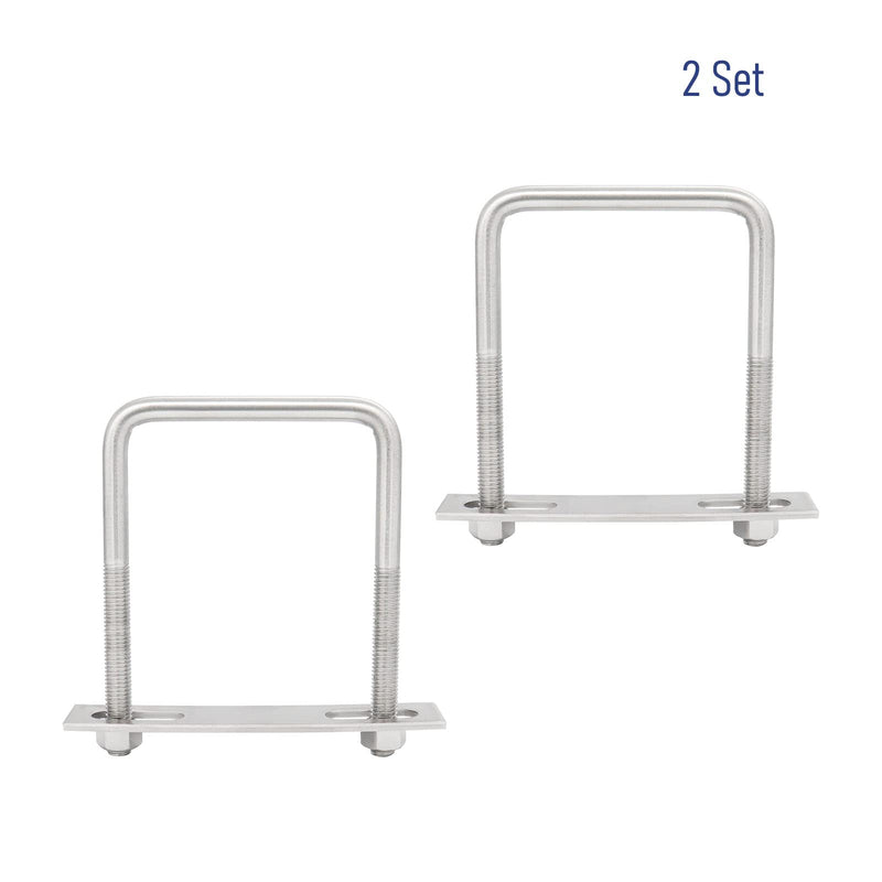 [Australia - AusPower] - 2 Sets 304 Stainless Steel Square U-Bolts 3.94"(100mm)Inner Width, 5.91"(150mm)Length Stainless with M10 Nuts, Frame Plate, Accessories for Automobiles Trailer, Boat Trailer Industrial Parts 100×150mm (W*L) 