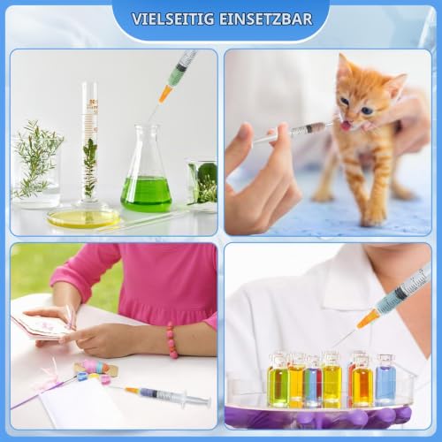 Pack of 40 Plastic Syringes with Needle, Versatile Syringes 2.5 ml, Plastic Syringe Individually Packed, Dosing Syringes with Caps for Garden, Pet Care, Laboratory Supplies