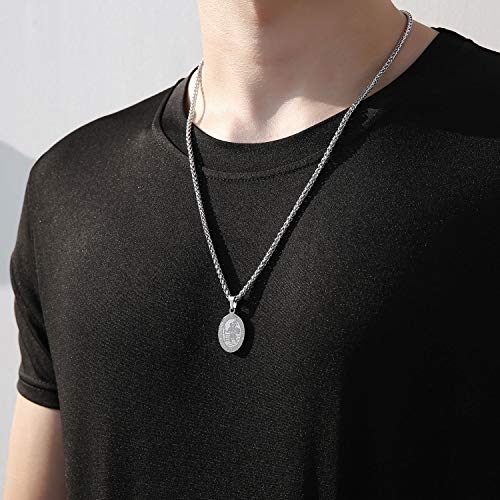 RS Saint St Michael/Christopher/Jude/Benedict/Joseph/Anthony Medal Necklace for Men Boys 24 In Religious gifts Silver saint christopher