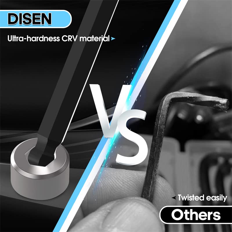 [Australia - AusPower] - DISEN 9 Pieces Torx Star Allen Wrench Set, Long Arm Star Key Set T10-T50, Chrome Vanadium Steel 9PC Torx Star 