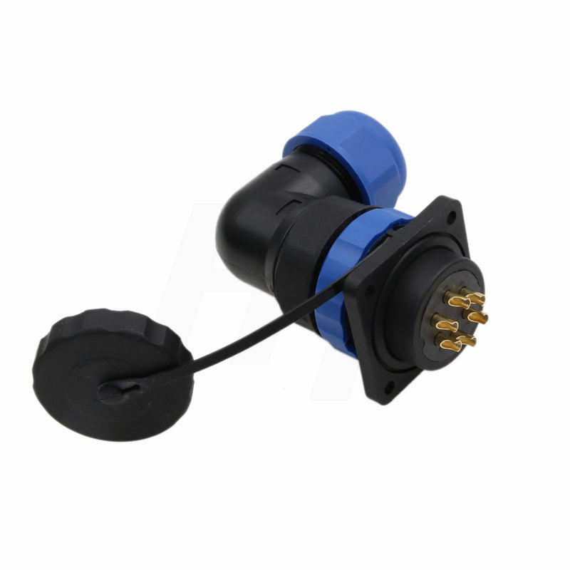[Australia - AusPower] - HE29 6 Pin Power Waterproof Connector 25A, Quick Disconnect Male Female Right Angle Wire Plug Panel Mount Socket, Outdoor Marine Electrical Circular Solder 6 pin 25A 