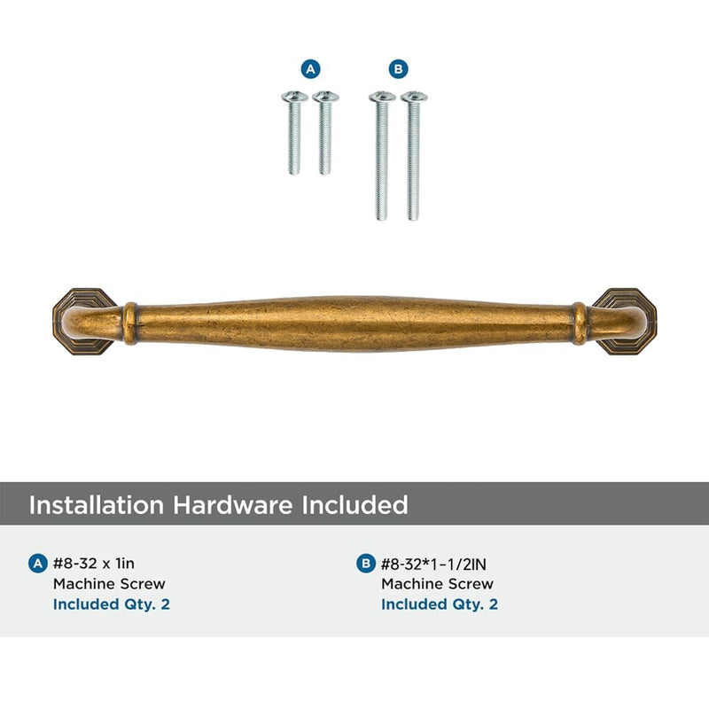 2 Pack 12 Inch Hole Center Antique Brass Heavy Duty Solid Cabinet pulls Ideal for Dressers, Bathroom, cabinets, and Kitchens cabinets. 2 Pack