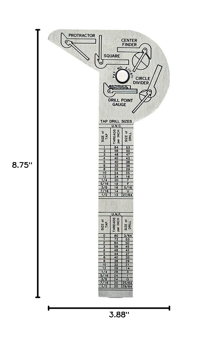 General Tools Pocket-Sized 6-In-1 Multi Use Ruler and Gauge #16ME with 4-Inch Ruler and Etched Graduations in 64ths of an Inch and Millimeters