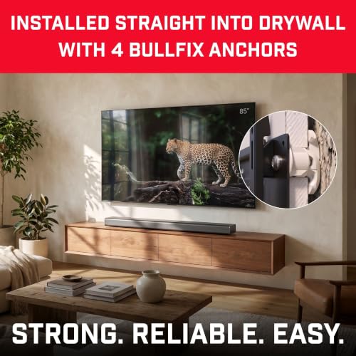 Bullfix TV mount drywall anchors, 4-pack, designed to hold up to 255 lbs