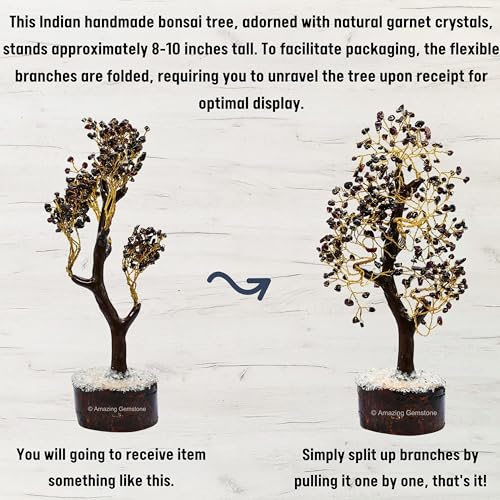 Amazing Gemstone Crystals and Healing Stones Birthday Gifts for Women - Garnet Crystal Tree of Life Home Decor Stocking Stuffers, Bookshelf, Room, Meditation Gift for Mom Dad, Unique Birthday Gifts Garnet Tree