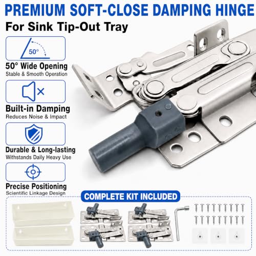 Danifikoho 11-inch plastic kitchen tip-out sink trays with cushioned soft-close hinge, measuring 10.8" x 3.9" x 1.9"
