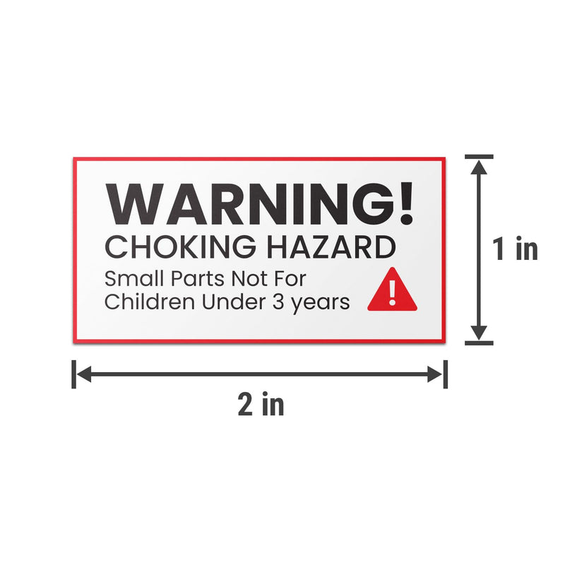 2 x 1 inch - Warning! Choking Hazard - Small Parts Not for Children Under 3 Years (Red/White, 600 Labels) Stickers - Product Safety Label 2 X 1 Inch 600 Count