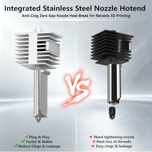 2PCS Upgrade A1 Mini/A1/A2L Hotend, 0.4mm Stainless Steel Nozzle Integrated Structure Hotend All-Metal Quick Swap Hot End Print Head Replacement Part for Bambu Lab A1/A1 mini/A2L 3D Printer 2
