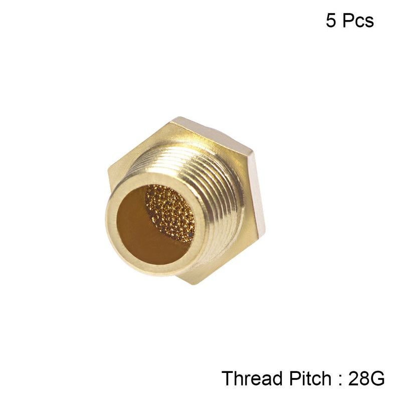[Australia - AusPower] - uxcell 1/8 PT Sintered Bronze Exhaust Muffler with Brass Body Flat 5pcs 