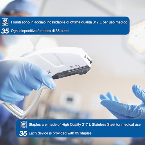 Gima - Sterile disposable skin sewing machine, stainless steel stitches - 5 pieces
