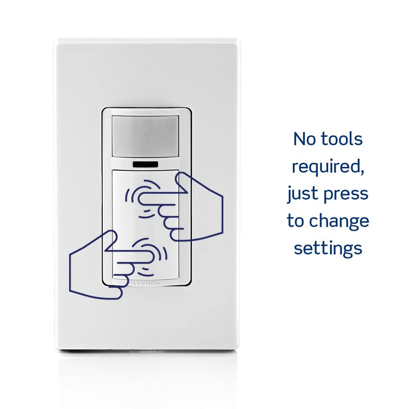 [Australia - AusPower] - Leviton Motion Sensor Light Switch, Motion Activated, Auto-On/Auto-Off or Manual-On, 2A, No Neutral Wire Required, Single Pole, DOS02-LW, White 