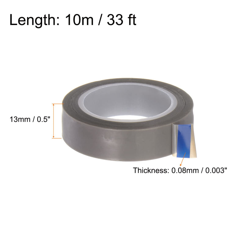HARFINGTON PTFE Film Tape Roll, 0.5" x 33 ft High Temperature Tape 0.08mm Thickness with Single Side Adhesive for Vacuum Sealer Machine, Hand Impulse Sealers, Gray