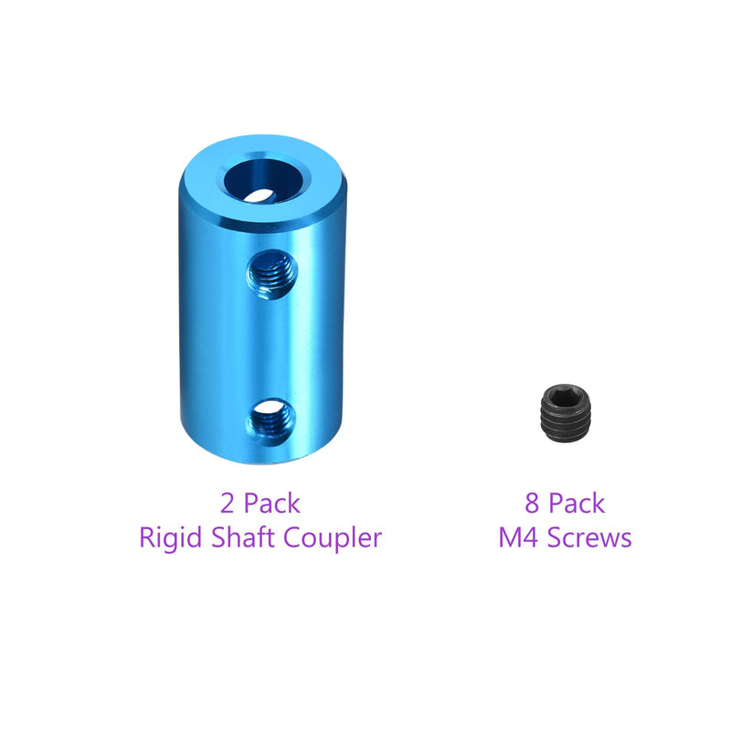 [Australia - AusPower] - DMiotech 2 Pack 1/4-1/4 inch Bore L25XD14 Rigid Coupling Shaft Coupling Joint Connector w Screws Aluminum Alloy Motor Shaft Connector for 3D Printer Blue 