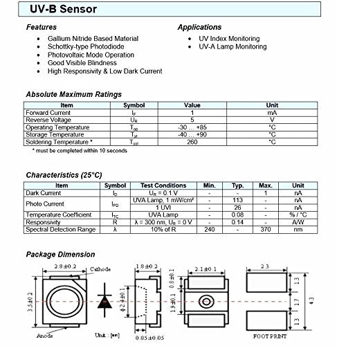 [Australia - AusPower] - NOYITO GUVA-S12SD 240nm-370nm UV Detection Sensor Module Light Sensor 