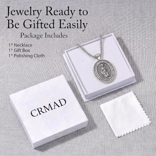 CRMAD St Benedict/St Michael/St Christopher/Virgin Mary/St Joseph/St Anthony Saint Pendant Bible Verse Prayer Necklace Religious Jewelry for Men Women Saint Augustine