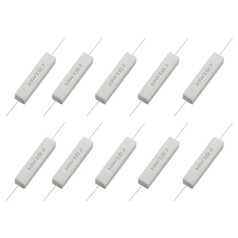 [Australia - AusPower] - 10PCS 10W 1 Ohm Ceramic Resistor, Power Resistor Assortment Cement Resistor Kit Wirewound Resistor 