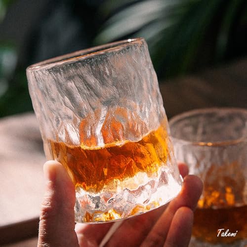 TAKEMI Japanese Premium Rock Glasses with Luxury Box, 7.7 Oz Rocks Barware For Scotch, Bourbon, Liquor and Cocktail Drinks, Made in Japan (Set of 4 (Ice Texture), 7.7, Fluid Ounces) Set of 4 (Ice Texture) 7.7 Fluid Ounces