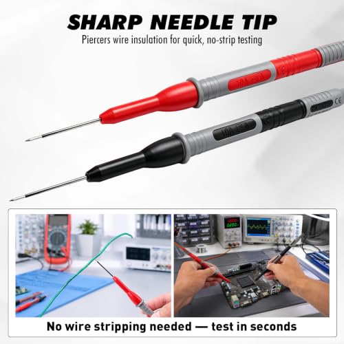 SWANLAKE GARDEN TOOLS 4-piece 2mm multimeter needle test probes with stainless steel insulation-piercing tips