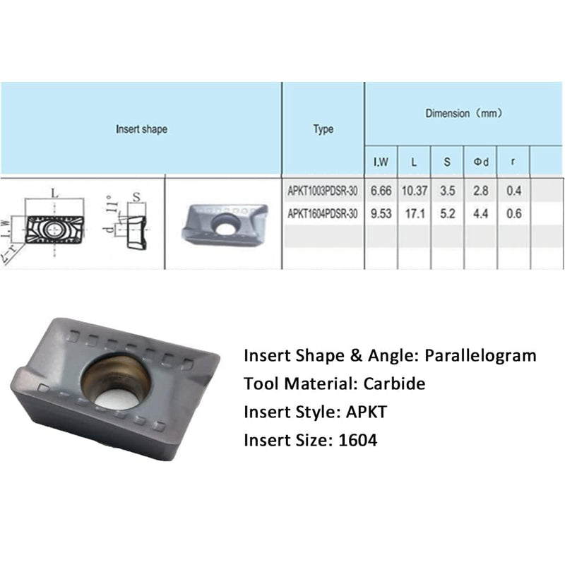 [Australia - AusPower] - CDBP APKT1604 PDSR Indexable Inserts for Steel and Stainless Steel Milling Plates APKT, Pack of 10 APKT1604PDSR-30 
