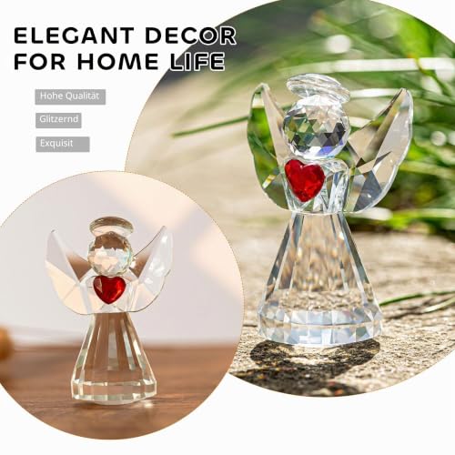 3.3inch Crystal Guardian Angel Figurine Art Glass Angel Ornaments Transparent/Green