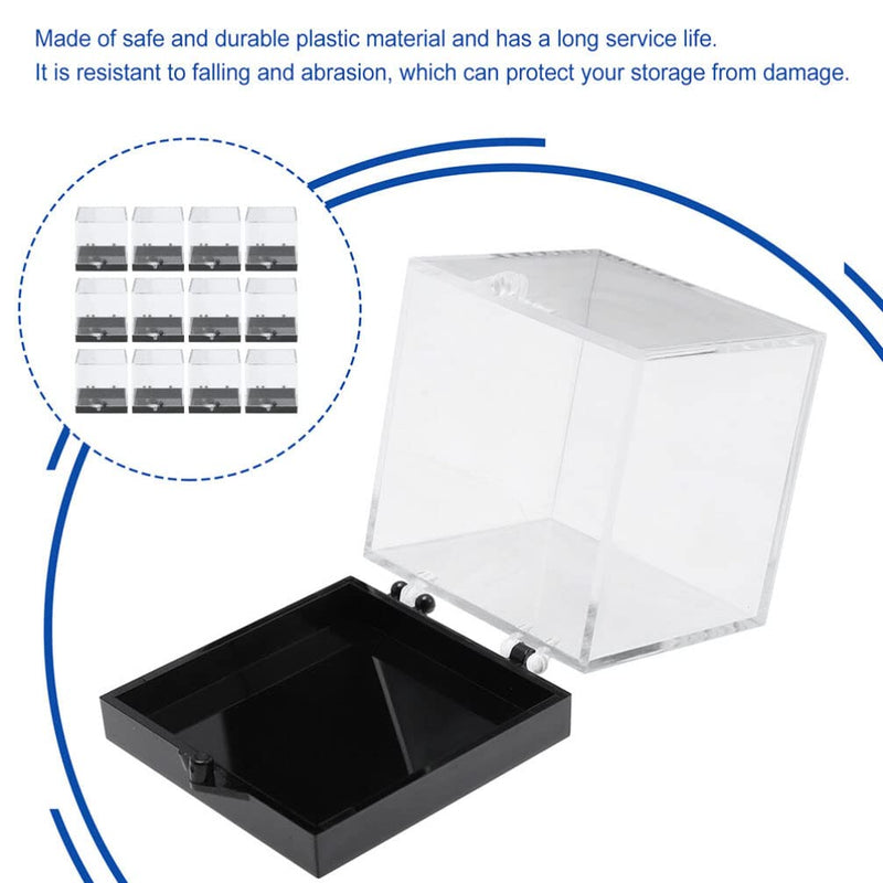 [Australia - AusPower] - DOITOOL 12PCS Transparent Square Plastic Box Natural Rough Mineral Specimen Display Case Holder Specimen Sample Storage Jewelry Storage Container for Home Countertop 