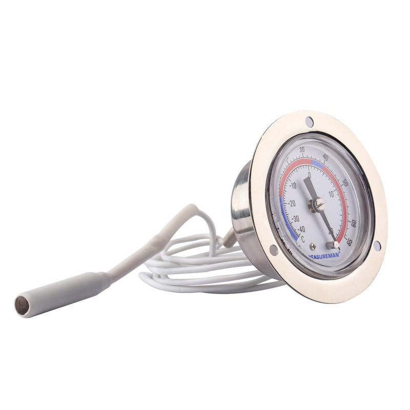 MEASUREMAN Vapor Capillary Flanged Panel Mount Refrigeration Thermometer, 2" Dial, 48" Capillary, -40-65 deg F/-40-20 deg C, Re-Calibration Available （2 Pack） -40-65 deg F/-40-20 deg C (2" Dial) (2 Pack)