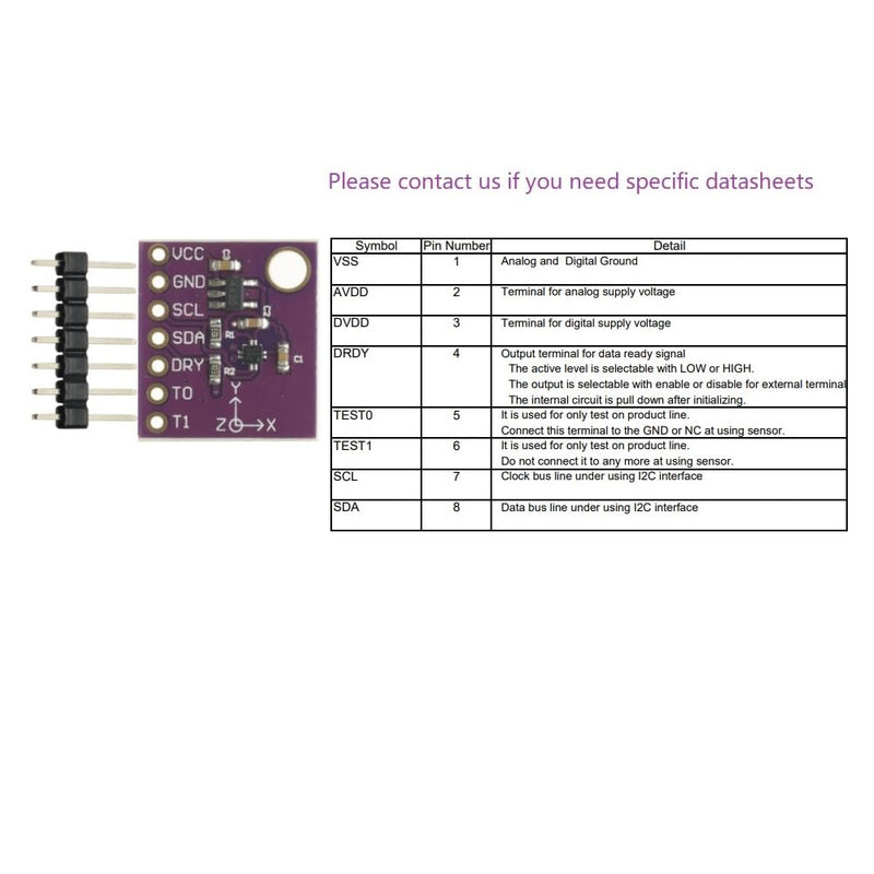 [Australia - AusPower] - HSCDTD008A 3-Axis Three Axis Magnetometer Compass Magnetic Sensor Module 3.3V to 5V IIC I2C Interface for Arduino Project 