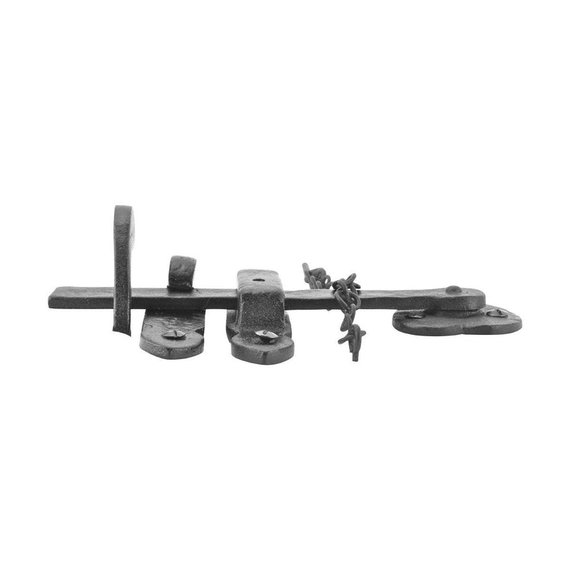Renovators Supply Bathroom Door Lock Latch 8 in. Black Iron Lock Heart Thumb Gate Latch with Mounting Hardware Pack of 1 Black 6.75"