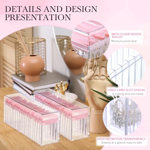 Kenning 42 Pcs Acrylic Jewelry Case Organizer, Clear Jewelry Organizers Holder with Portable Anti Tarnish Storage Bags for Rings, Earrings, Necklaces, Ideal Gifts for Women (Pink) Pink
