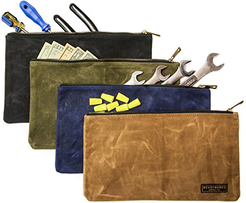Readywares 4-pack of small waxed canvas zipper tool pouches for organized storage