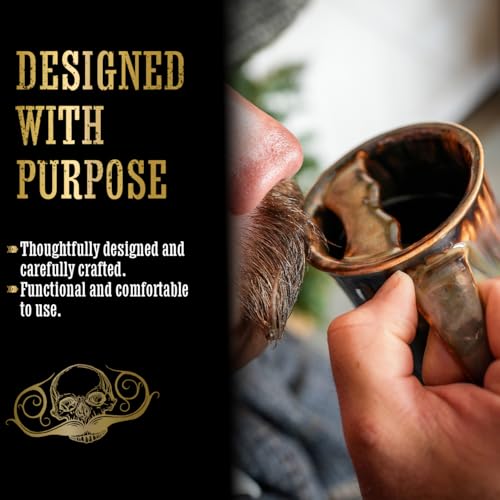 Mustache Guard Coffee Mug Right Handed for Men Defender Death Grip