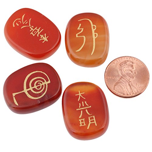 rockcloud Chakra Stones Healing Crystal Polished Engraved Palm Pocket Stone Deep Red