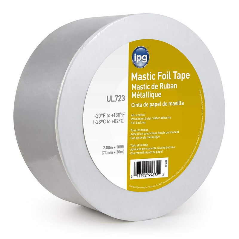 Intertape Polymer Group MF3100 ALF Butyl Mastic Foil Tape, 2.88" Width, 100' Length, Single Roll, Silver 2.88" x 100 ft