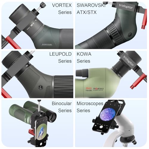 tridaptor - Universal Phone Scope Digiscoping Adapter|High-Precision XYZ Metal Telescope Mount 3-Axis Smartphone Holder for Spotting Scope Monocular Binos|Fits All Cell Phone Camera/Max 2.4" Eyepiece Black 1