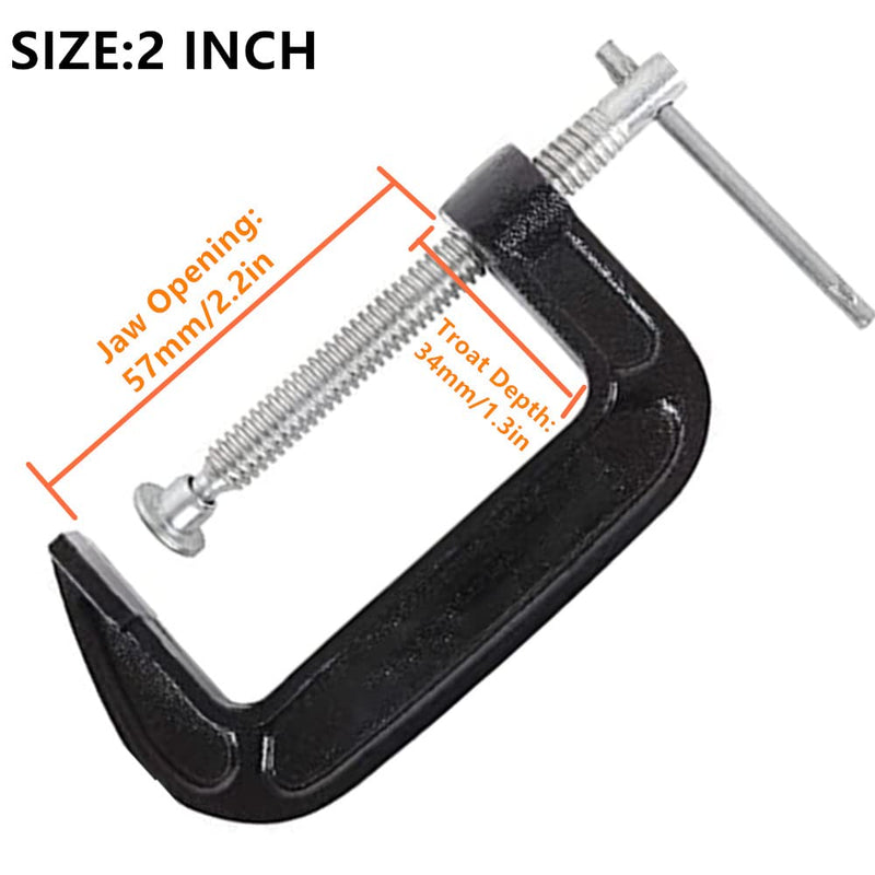 [Australia - AusPower] - 2 Inch C-Clamp Set, Heavy Duty Steel C Clamp Industrial Strength C Clamps for Woodworking, Welding, and Building (4Pcs) 4pcs 
