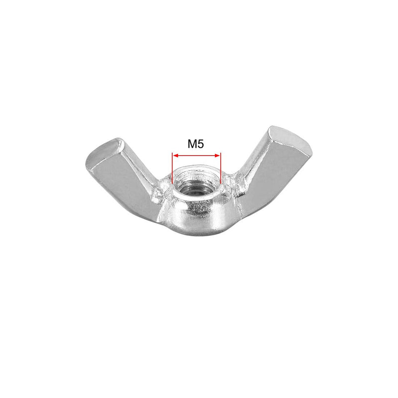 [Australia - AusPower] - uxcell M5 Wing Nuts, Carbon Steel Zinc Plated Fasteners Parts Hurrican Screws Hand Twist Tighten Ear Butterfly Nut, 20pcs 