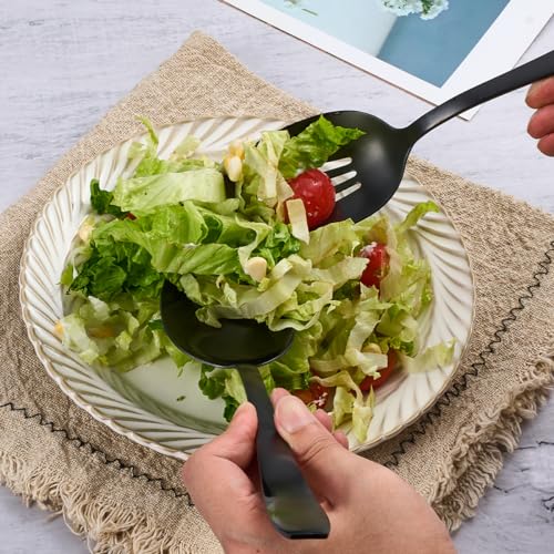 6 Pieces Large Matte Black Serving Set, Stainless Steel 6-Piece Serving Set