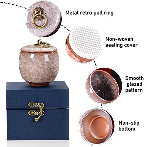 Small Urns for Human Ashes, Ceramic Memorial Mini Ashes Urns, Hold 5.5 Cubic Inches of Ashes, Beautiful Mini Sharing Funeral Urns with Exquisite Box (White) White&m