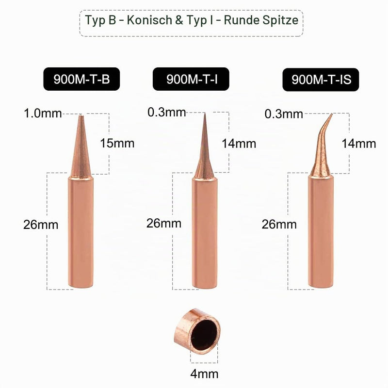 15 Pieces Pure Copper Soldering Tips Set 900M Soldering Tip Replacement | Lead-free soldering station tool compatible with Hakko, TENMA, ATTEN, Quick, Aoyue, Yihua soldering iron