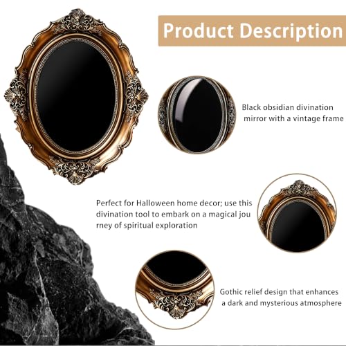 Obsidian Scrying Mirror, Retro Divination Mirror, for Home Decor (C) C